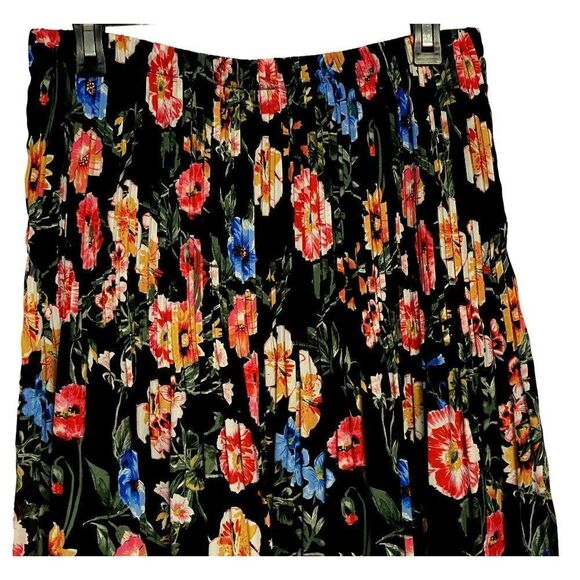 Spence Accordion Pleat Floral Pull-On Skirt Fully Lined Elastic Waist Sz L NEW - Picture 2 of 4